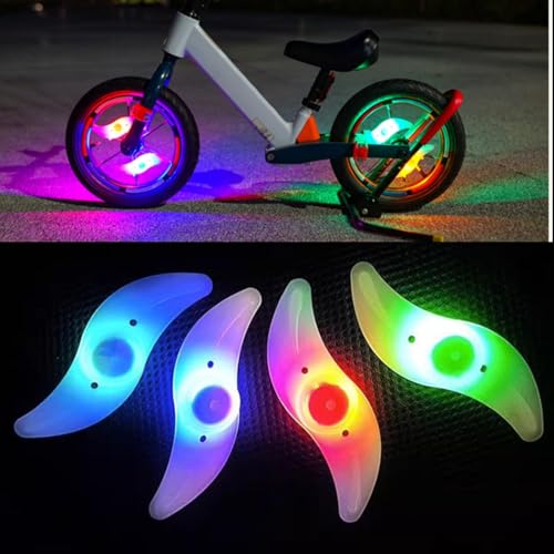 4PCS LED Bike Wheel Spoke Lights, Multicolour Neon Tyre Flash Lamps with 3 Flashing Modes, IP67 Waterproof, Easy Tool‑Free Install, Bicycle Accessories for Adults & Kids Outdoor Night Riding Safety
