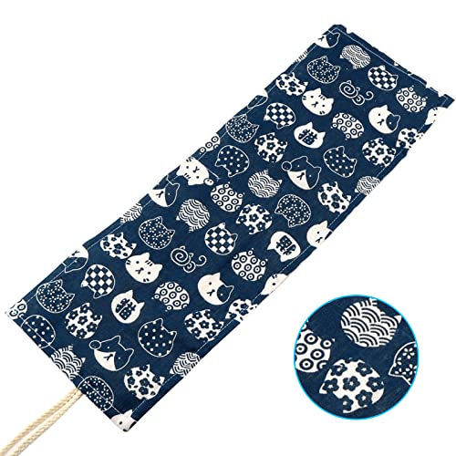 Image of Canvas Pencil Wrap Case, 48 Holes Colored Pencil Roll Holder Storage Pouch for Office (48 Holes, Blue-2)