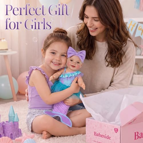 Muñeca bebé sirena BABESIDE con cola desmontable 15 pulg miniatura 4