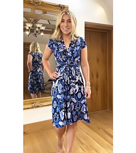 Robe imprimée Blue Banana col en V chic au tombé fluide impeccable - 3