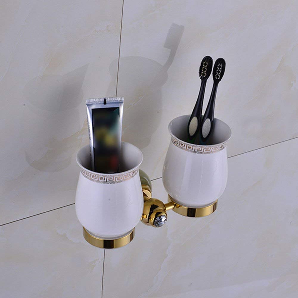 Support de tasse de brosse à dents mural dorure chic pour rituel matin zen