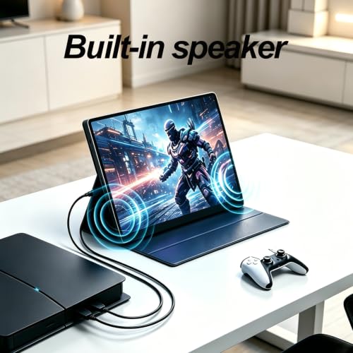 Image of 16 inch Portable Monitor with Cover, 144Hz 1920x1200 HDR, USB-C Second Screen for Laptop, PC, PS5, Switch, Mac, Ultra Slim