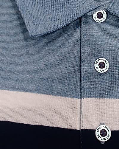 EYEBOGLER Polo Neck Half Sleeve Striped Print Casual Men Tshirt - Image 3