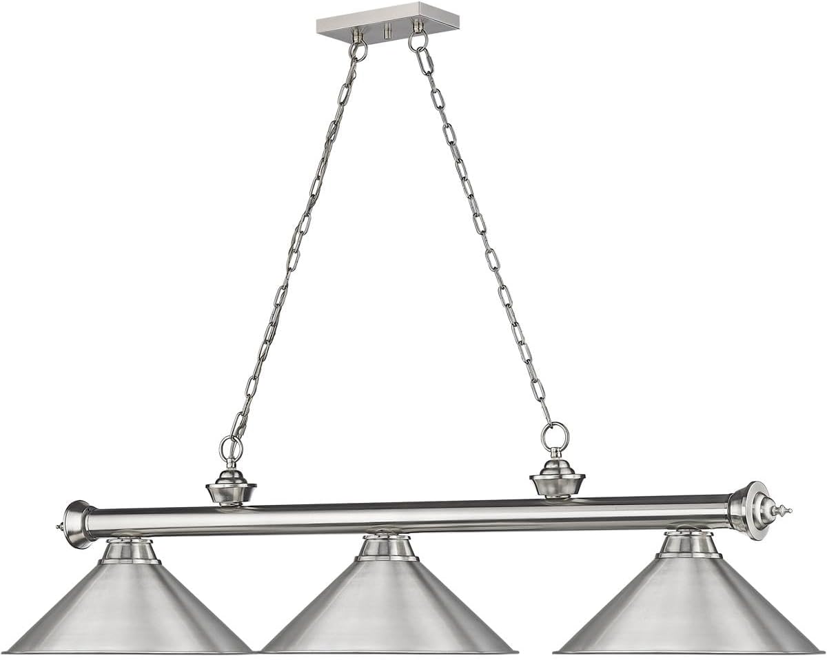 Z-Lite 2306-3BN-BN15 Cordon Billiard Pendant, 3-Light 180 Total Watts, Brushed Nickel