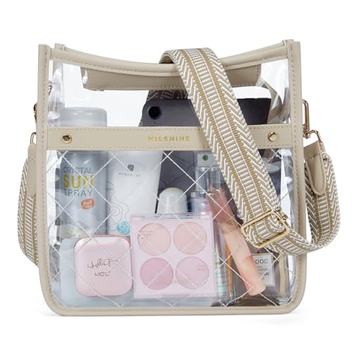 Image of Missnine Clear Crossbody Bags for Women Stadium Approved Clear Purse for Concert Transparent Plastic Bag with Guitar Strap
