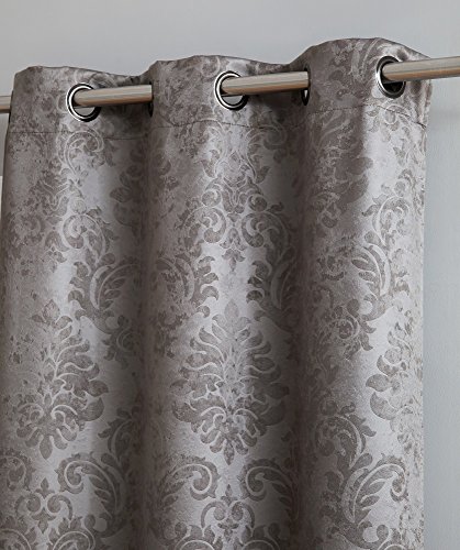 Warm Home Designs 1 Pair (2 Panels) Of Light Gray (Silver) Insulated Thermal Blackout Curtains With Embossed Textured Damask Flower Pattern. Each Grommet Top Window Panel Is 38" X 84". Ev Grey 38X84 #TOP4