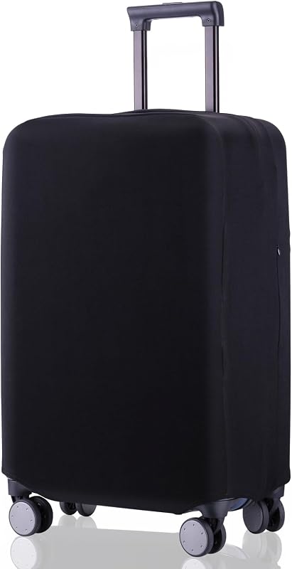 Travel Luggage Cover Suitcase Protector Scratch-Resistant Fit 19-31 Inch, Not Included Suitcase (Black, L(26-27inch))