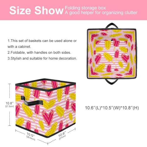 Boîte de rangement pliable en tissu cube rose 30cm pour placard - 3
