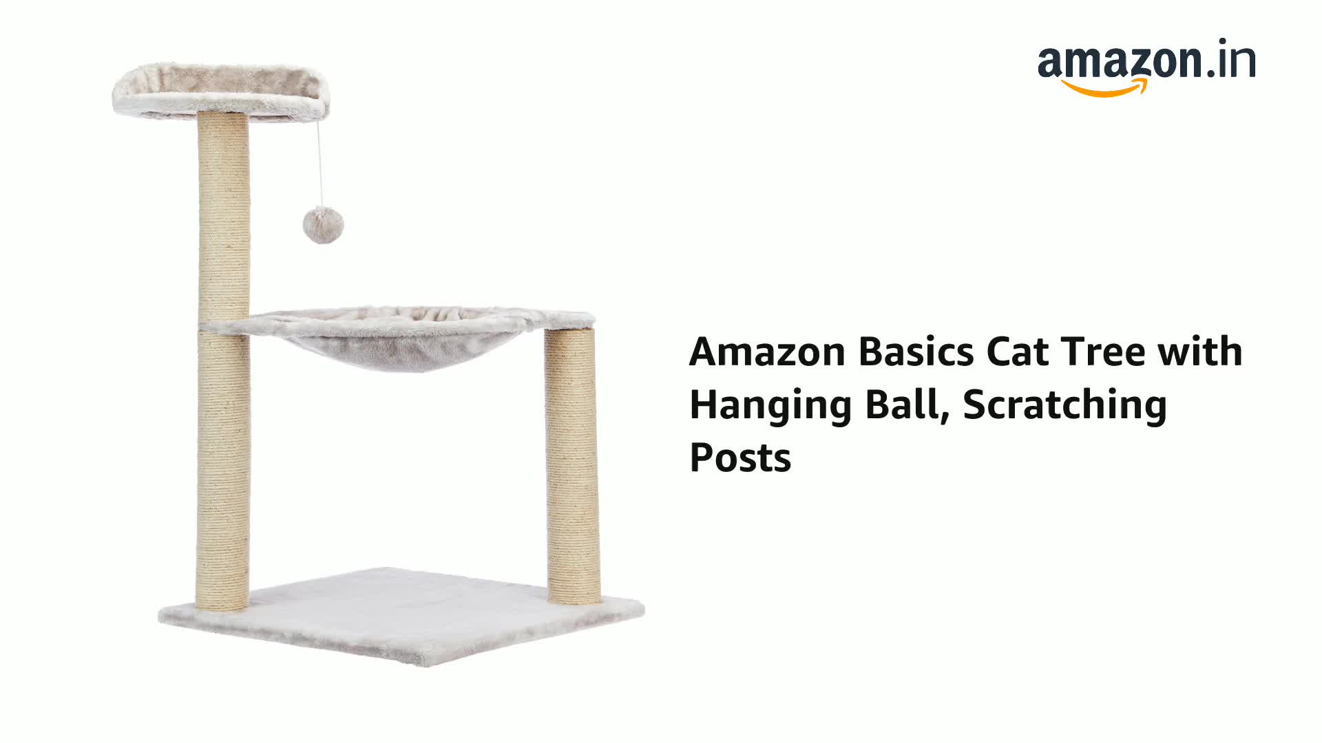 Cat Scratching Post With Tunnel & Hanging Balls – 20.5" Cat Tree Tower With Carpet, Space-Saving & Grey