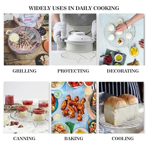 Image of Sulfar Round Cooking Rack, Baking Cooling Steaming Grilling Rack Stainless Steel, Fits Air Fryer /Stockpot /Instant Pot /Pressure Cooker /Round Cake Pan, Oven & Dishwasher Safe