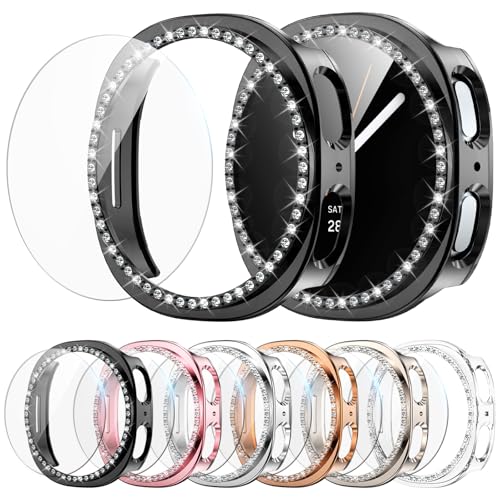 XINGHAO 6+6 Pack Bling Case for Samsung Galaxy Watch 8 40mm Screen Protector, Sparkling Rhinestone...