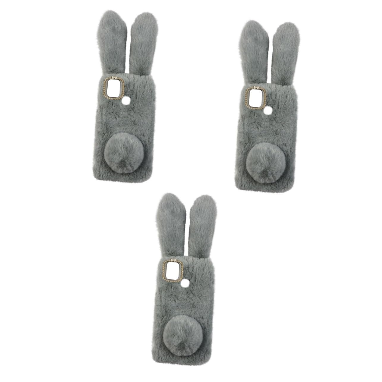 Uonlytech 3piezas Funda De Teléfono De Peluche y Resistente Carcasa Protectora Diseño Adorable para Material TPU Detalles De Strass y Forro De Conejito Fácil Acceso Puertos y