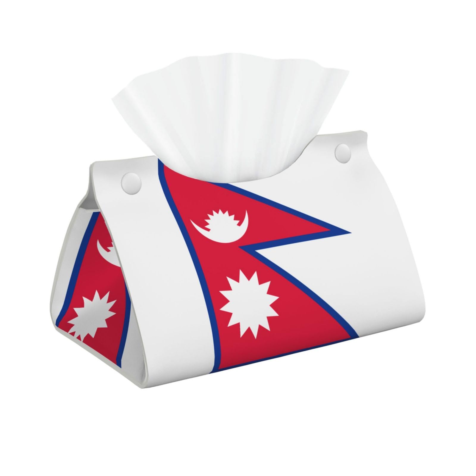 Flag of Nepal Rectangular Leather Tissue Box Cover, Folding Facial Tissue Holder Dispenser for Car