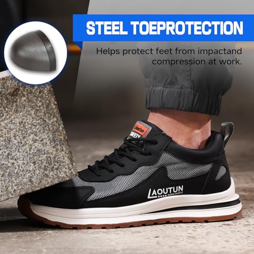 Image of LAoutun Steel Toe Shoes for Men Women Safety Work Shoes Indestructible Steel Toe Sneakers Lightweight Work Shoes Toe Shoes