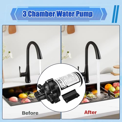 Image of 115V AC Industrial Pressure Water Pump 4.0GPM 45PSI Demand Diaphragm Pump,Fresh Water Pump fit for Agricultural Spraying,Yacht,Garden,RV,Shower,Sprayer Include Garden Hose Adapters