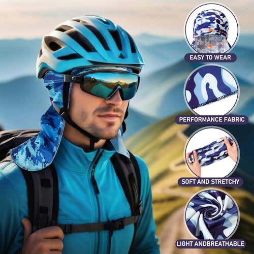 Image of Syhood Helmet Liner with Neck Mask, Cooling Skull Cap Sweat Wicking Cap with Tail Sun Cycling Running Neck Protection Hat