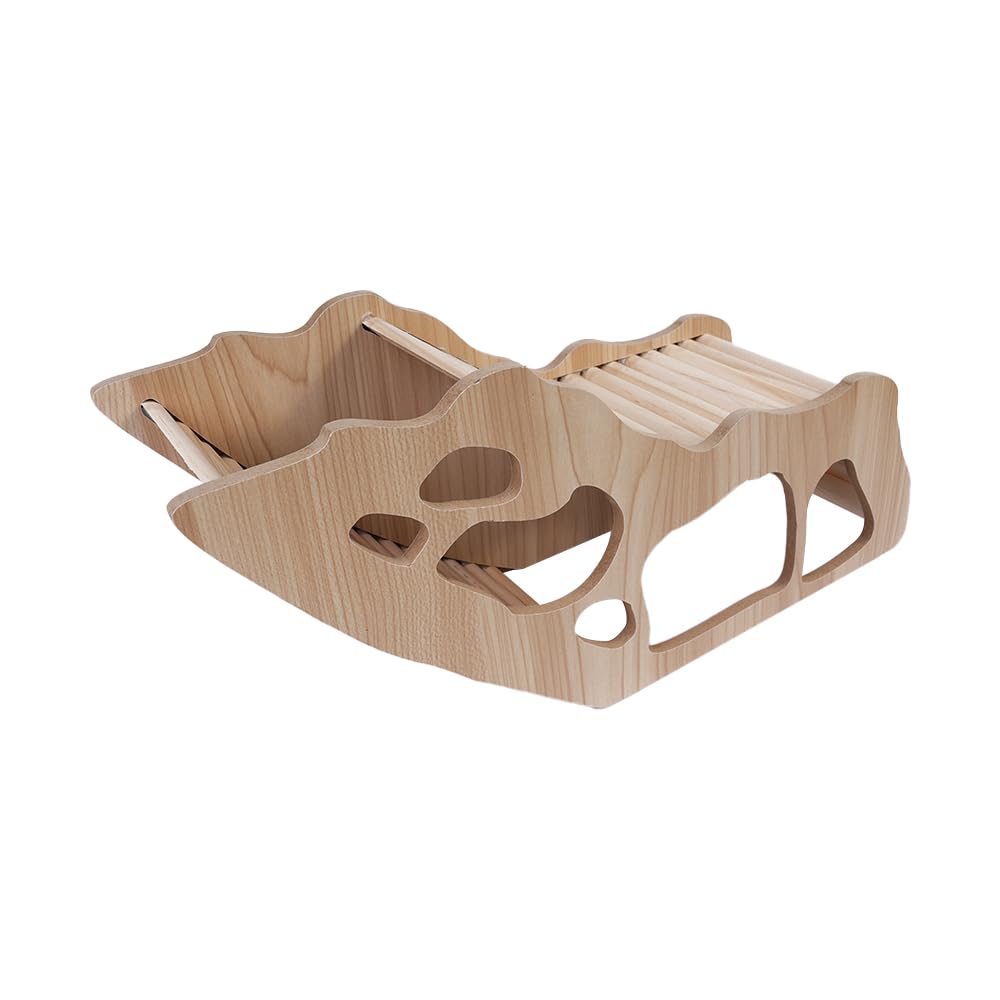 VOANZO Wooden Hideout Tunnel with Ladder for Syrian & Dwarf Hamster, House, Bridge & Cage Accessories for Small Pets - Image 4