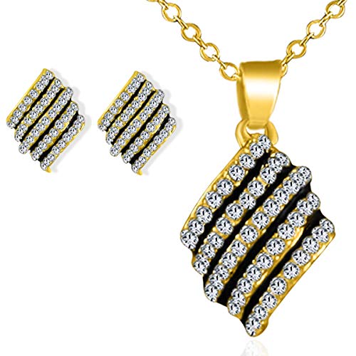 Preisvergleich Produktbild Schmuckhandel Haak *Edel* Halskette mit Ohrringen / Gelbgold beschichtet / Swarovski® Kristalle / inkl. Etui und Schmuckzertifikat