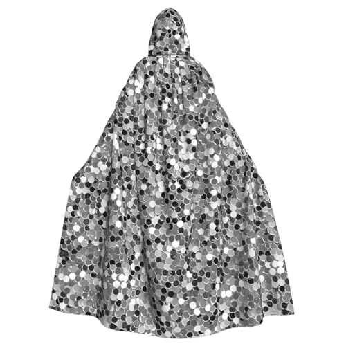 Cape à capuche imprimée à paillettes argentées adulte homme femme festival