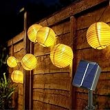 melinera led lichterkette sterne 30 Hochwertige LED Laternen: Diese dekorativen Außenlaternen bestehen aus Nylongewebe, das flexibler und fester ist und über einen längeren Zeitraum verwendet werden kann. Die eingebaute LED-Lampe wird mit einer neuen Technologiegeneration hergestellt, die Helligkeit ist komfortabler und warmer und die Lebensdauer ist länger.Der Durchmesser der Laterne beträgt 7,5 cm, der Abstand zwischen den Laternen beträgt 20 cm, die Gesamtlänge der Lichterkette beträgt 8 m.
