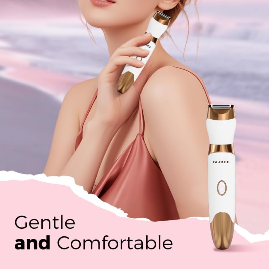 Bikini Trimmer for Women, LED Display Electric Razors for Women, 5-in-1 Electric Shaver, Rechargeable Painless Pubic Hair Trimmer for Legs, Underarms, Face & Sensitive Skin (Gold) - Image 3