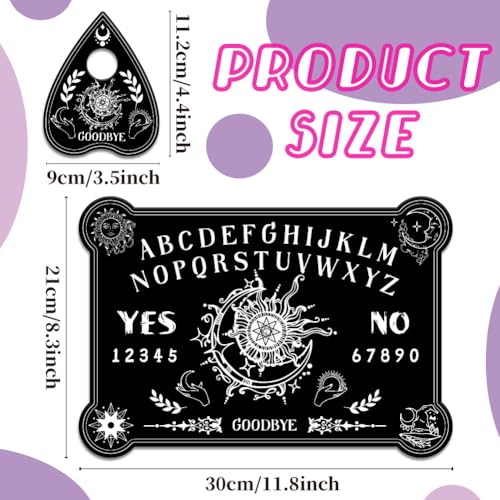 Tabla espiritista negra de madera con planchette 30x21cm miniatura 2