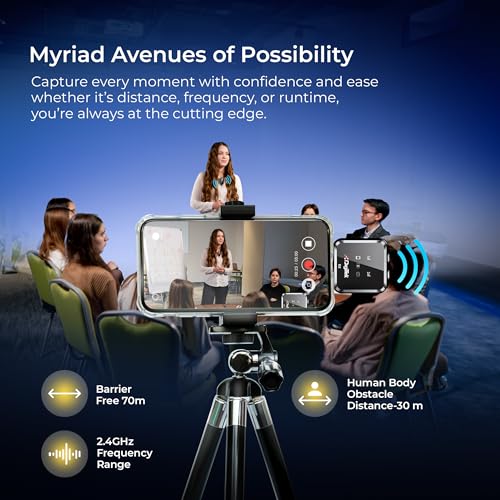 Image of Digitek (DWM-117 2-in-1 Wireless Microphone, C to C & C to LTC Connector, Noise Cancellation, 360 Sound Capture, 70m Range, 6Hr Battery, Use with Smartphones & DSLR for Vlogging, YouTube