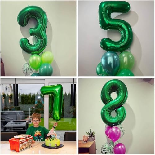 Image of Number 45 Dark green Balloons 40 Inch Giant Dark green Foil 45 Helium Balloons for 45th Dark green Birthday Party Supplies 45th Anniversary Events Decorations