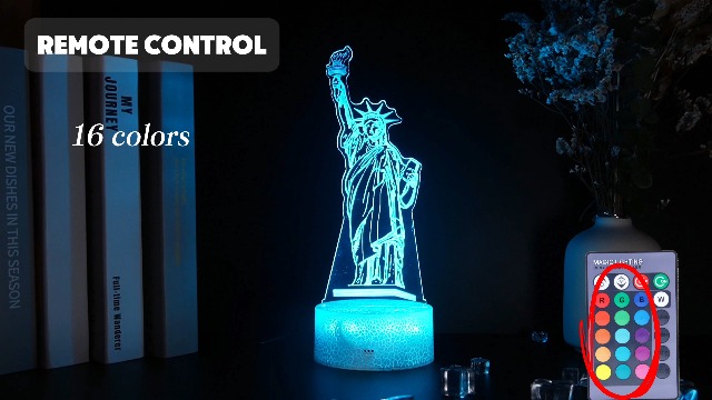 Image of Statue of Liberty Night Light, 3D Illusion Lamp with 16 Colors Changing, Timer, 4 Flash Modes and Dimmable, Kids Boys Girls Room Decor, Holiday Xmas World Landmark Building Gifts
