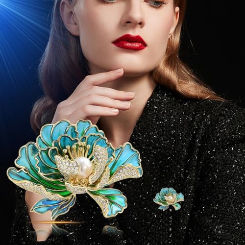 Image of Flower Brooch Pin - Rhinestone Flower Pin 18k Gold Plated - Thanksgiving Day, Birthday, Wedding Gifts for Mom, Wife