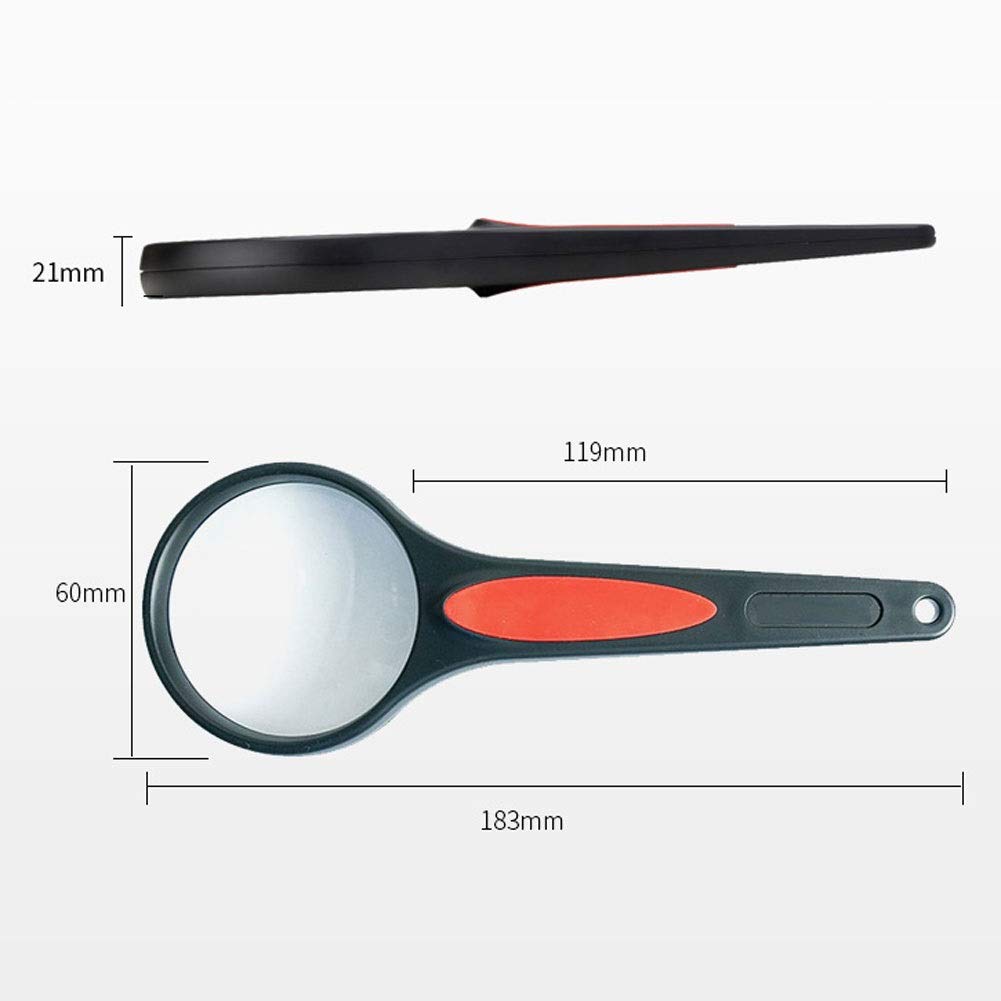 Handlupe mit 96 Vergrößerung, 3-fache Leselupe, für Kinder, Senioren, 60 mm Vergrößerungslinse, für Bücher, Zeitungen, Lesen, Hobby (Größe: 60 mm - 3x)
