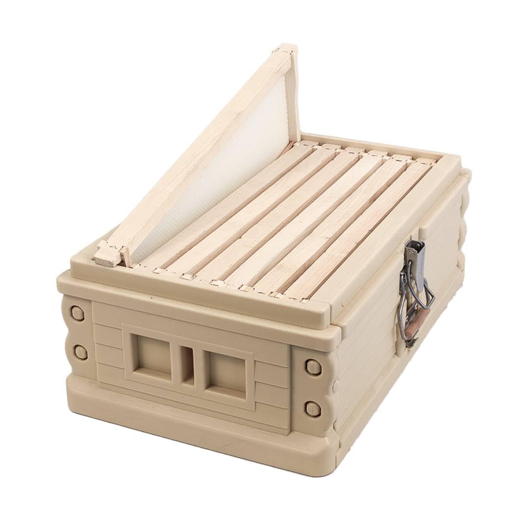 Apimaye Insulated 7 Frame NUC Assembled Medium Super Langstroth Sized Super for Bee Hives with Built in Latches and Handles, and Assembled Medium Wood Frames (Tan)