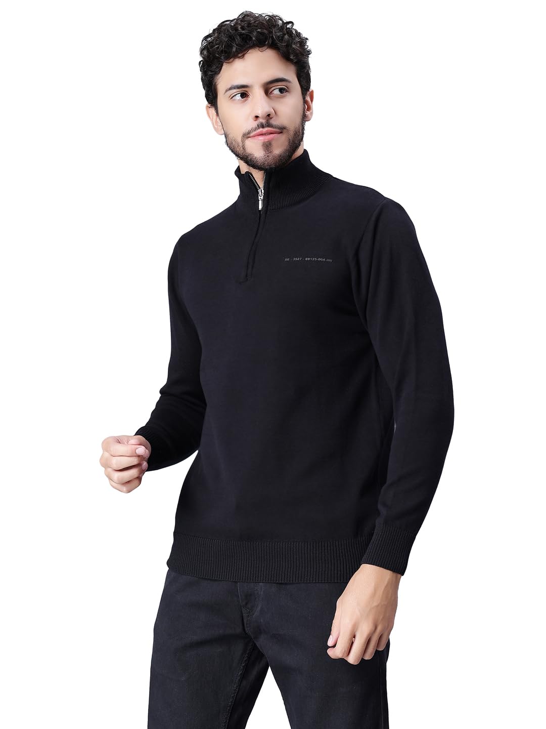 bharatasya Men Cotton Knitted Regular Fit High Neck Front Zipper Full Sleeves Solid Pullover Sweater-picture-44