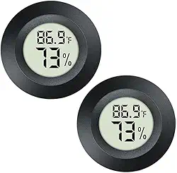 Pacote com 2 mini termômetro digital higrômetro, medidor de umidade de temperatura interna e externa para incubadoras de estufa, jarros de terrário de répteis, Fahrenheit ou Celsius (℃) (2)