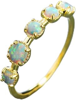 Söt Kvinnlig Vit Opal Stenring Charm Gult Guld Tunna Vigselringar För Kvinnor Läcker Bröllop Rund Förlovningsring