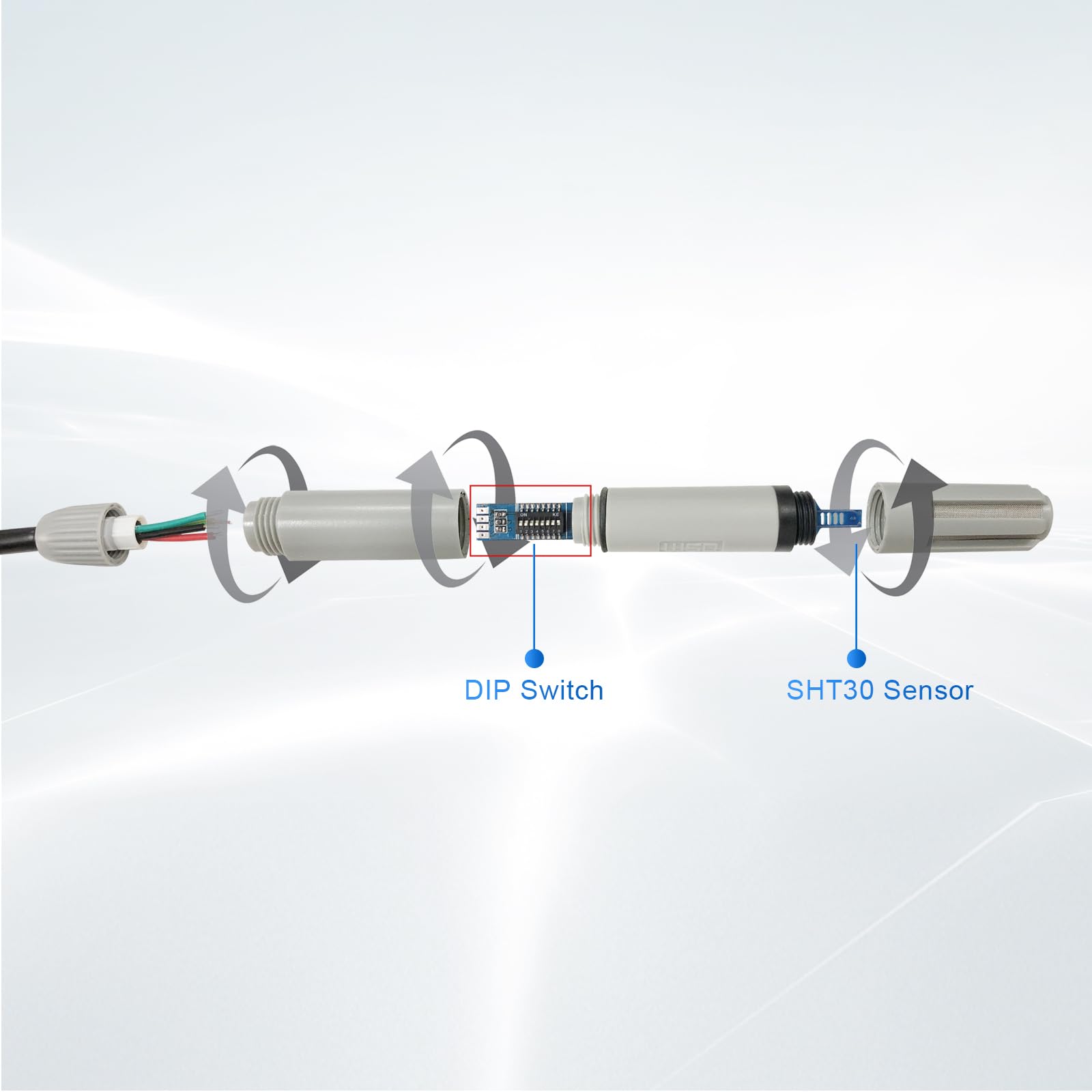 Tzone Trasmettitore di temperatura e umidità, sensore di temperatura analogico RS485, modbus RTU, campo di misurazione della sonda di temperatura e umidità, intervallo di misurazione da -40 ℃ a 125 ℃