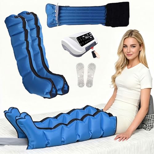 ZHNANDAMAI Presoterapia Profesional para Casa, Botas Presoterapia Piernas y Abdomen, Masajeador de Compresion Aire 6 Camaras, Control Remoto Inteligente, Temporizador 10-90 Min, Drenaje Linfatico