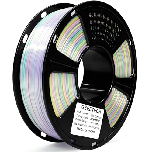GEEETECH Silk Rainbow PLA Filament 1.75mm, 3D Printer Filament 1kg Spool (2.2lbs), Shiny Multicolor Gradient PLA, +/- 0.02 mm Accuracy, Low Warping, 3D Printing Filament Fits Most FDM 3D Printers