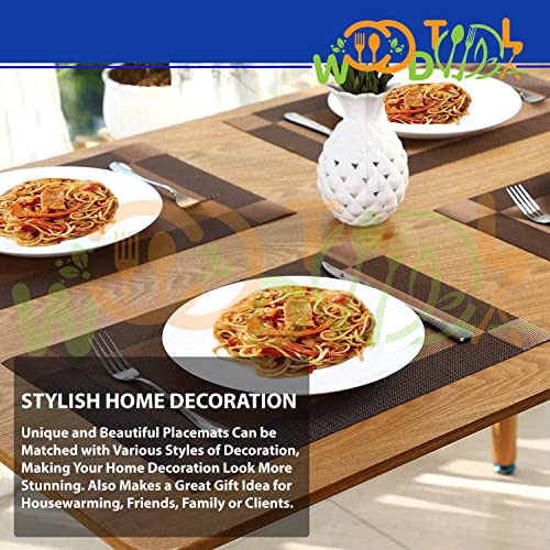 Image of Dining Table Placemats - 2pcs PVC Heat Resistant Washable Kitchen Mats for Dinner and Table Decor (2-Piece, Brown)