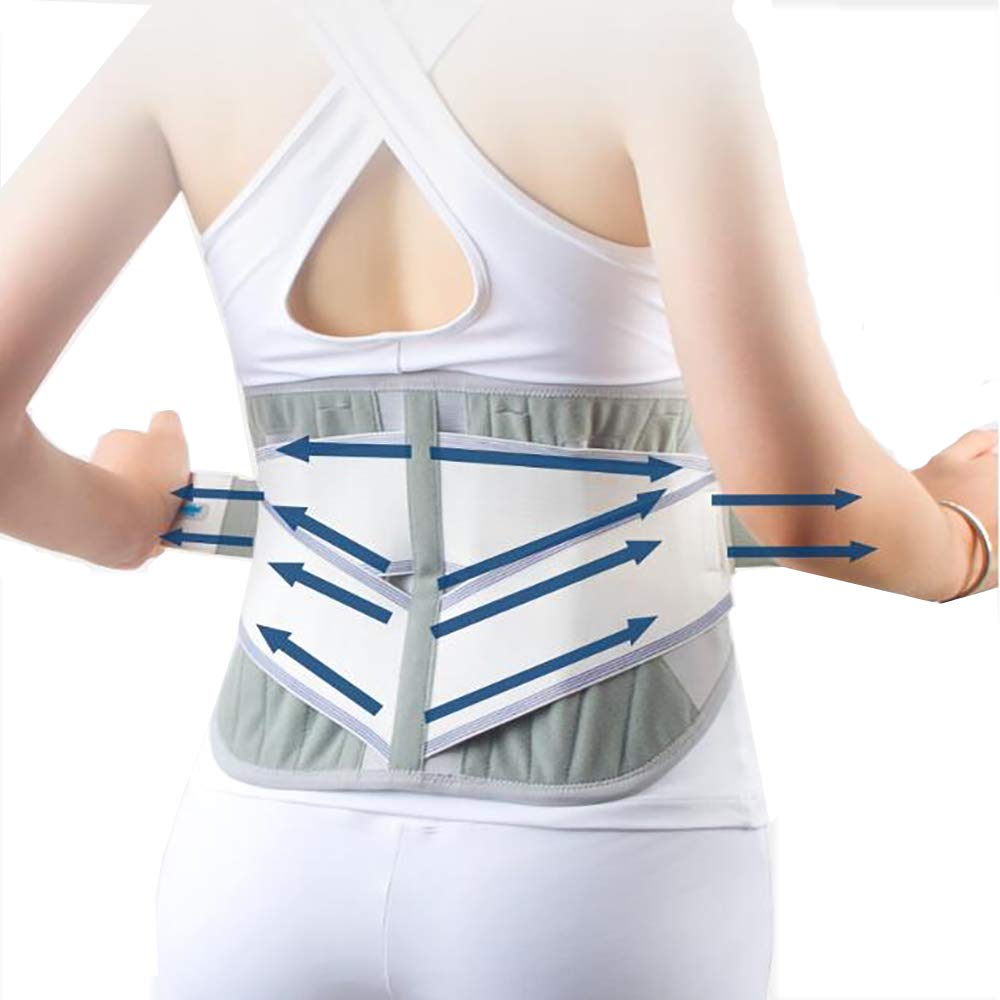 Faja Lumbar Fitness - Soporte Lumbar con Correas de tracción de compresión Fuerte de Doble Banda: para aliviar el Dolor de la Espalda Baja,L