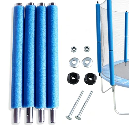 Lot de 4 poteaux de Rechange pour Filet de Trampoline - Tubes en Acier Robuste avec Manchons de Protection en Mousse - Barres de Support universelles (1,76 m)
