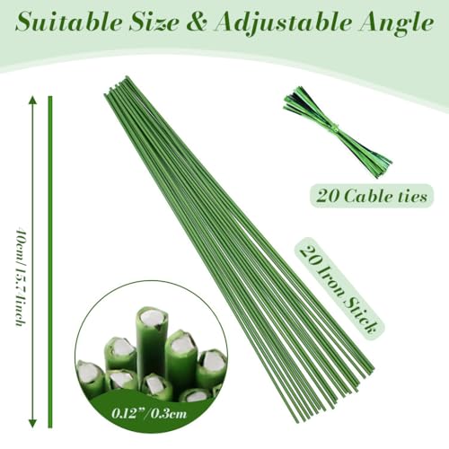 Image of HASTHIP 20Pcs Plant Supports Flexible Plant Climbing Stakes Plant Support Rods Training Wires for Plants Bendable Poles 16 inch Bendable Metal Wire Plant Stakes with Twist Ties