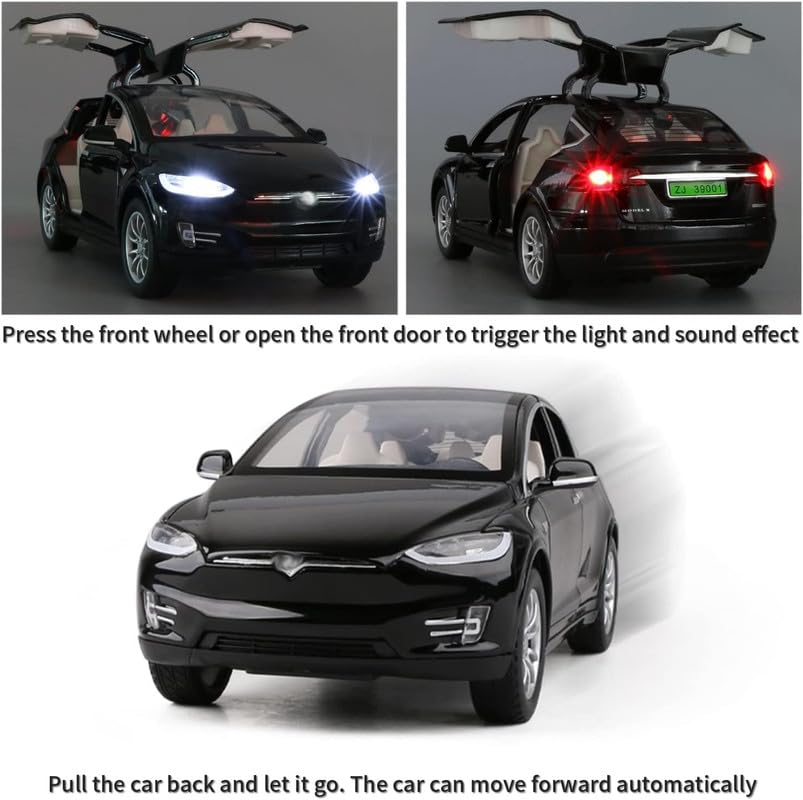 Image of Play Boy 1:32 T X Model Diecast Metal Alloy Pullback Toy Vehicle with Openable Doors Light and Music Car for Kids (Multicolor)