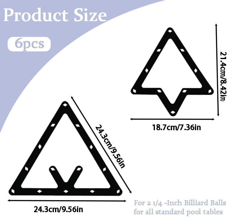 6 Pcs Magic Racks for Billiards, 2 Styles Pool Ball Rack Set Magic Rack Sheet, Billiards Accessories and Pool Table Accessories, Triangle Cue Holder for 8-Ball 9-Ball 10-Ball Games image 2