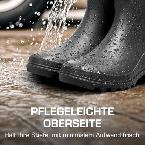 DREAM PAIRS Damen Gummistiefel Hohe Regenstiefel mit verstellbarer Schnalle und niedrigem Absatz,Size 39,Schwarz,SDRB2408W-E