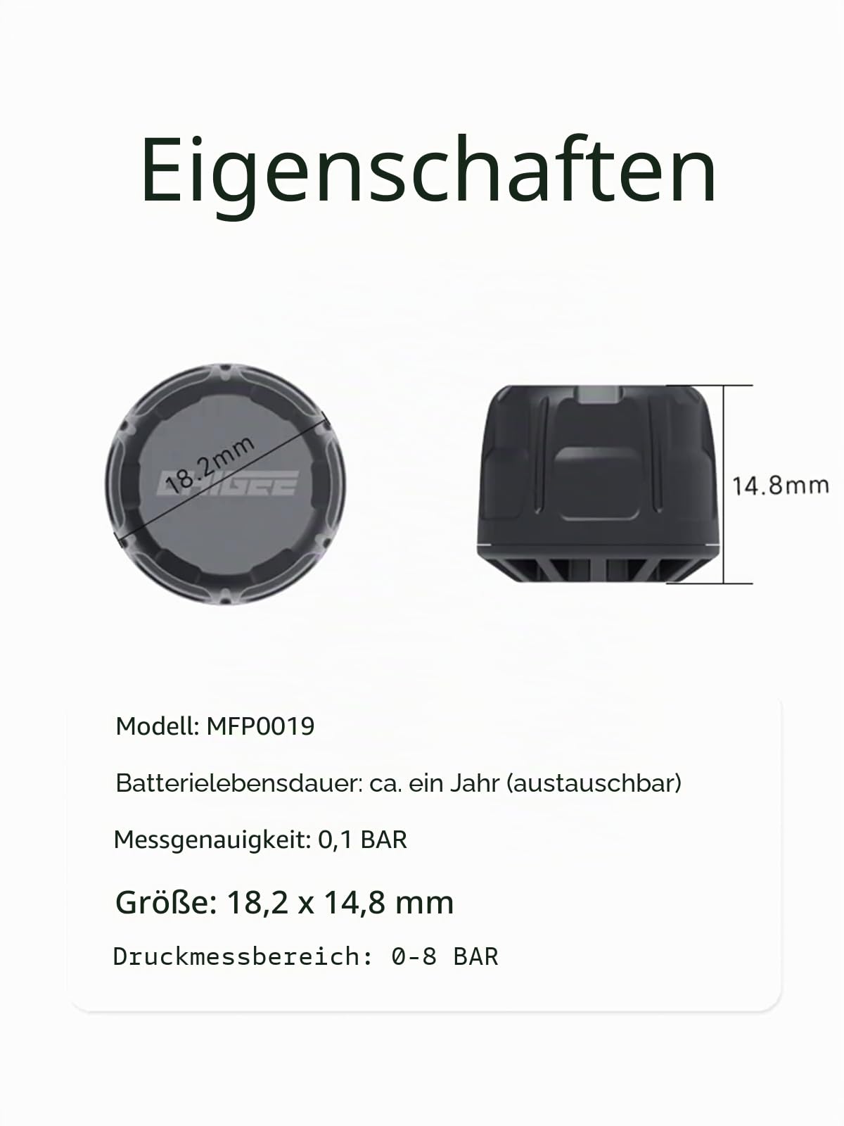 CHIGEE MFP0019 Externer Reifendrucksensor für AIO-5 Serie & Lite