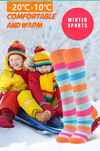 Pumkryth 2 Pack Kids Winter Ski Socks For Girls-Warm Soft Otc Non-Slip Cuff Winter Skiing Socks S #TOP1