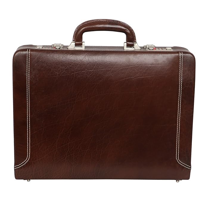 Genuine Leather Briefcase for Men | Expandable 15.6" Laptop Compartment | High-Security Combo Lock | Office Document Organizer Bag (Brown)-image-32