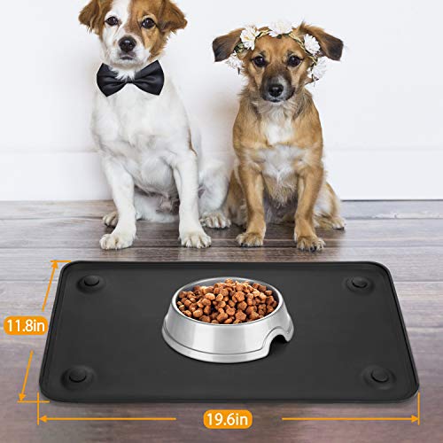 HICTOP Pet Silicone Food Bowl Mat Feeding Tray for Dog Cat with Suction Cup Non Slip Waterproof Washable