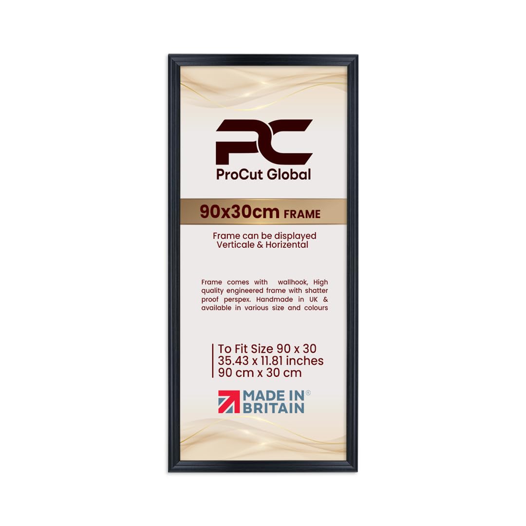 Procut Global 90x30CM Walnut Picture Frames - Classic Wooden Photo Frame with Shatterproof Perspex for Wall or Tabletop - Perfect for Posters, Certificates & Prints - Sizes & Colors Available